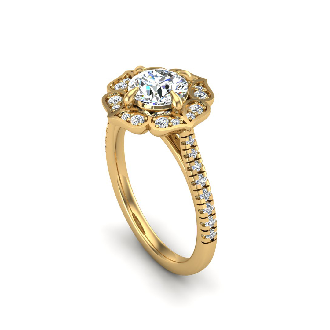 Kinsley Flower Halo Engagement Ring